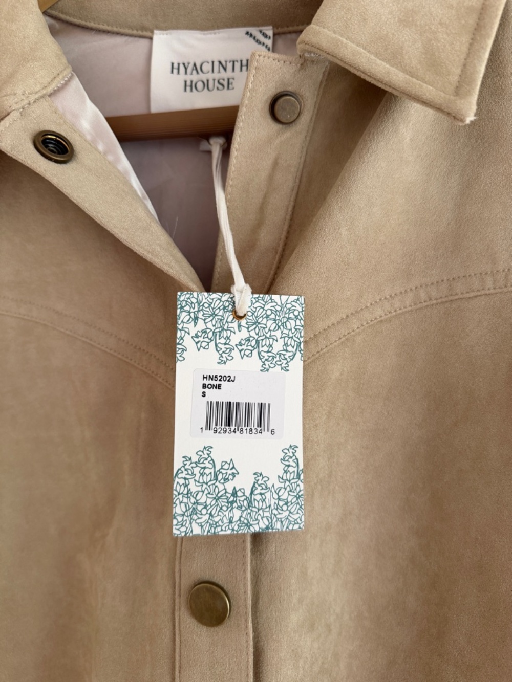 NWT Tuckernuck Hyacinth House Biscotti Faux Suede Fringe Lauren Jacket Small - Picture 5 of 8